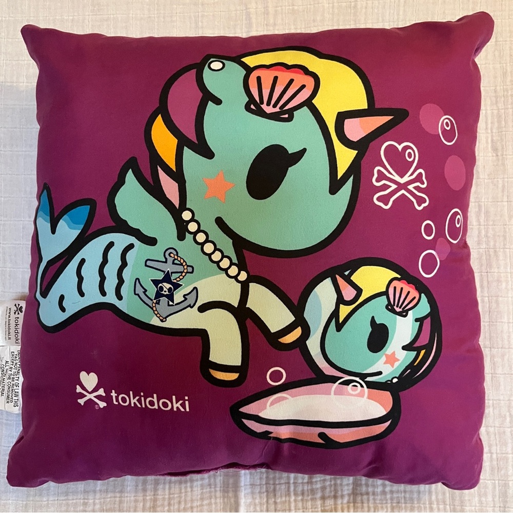 Tokidoki unicorno mermicorn throw pillow purple dorm college decor home